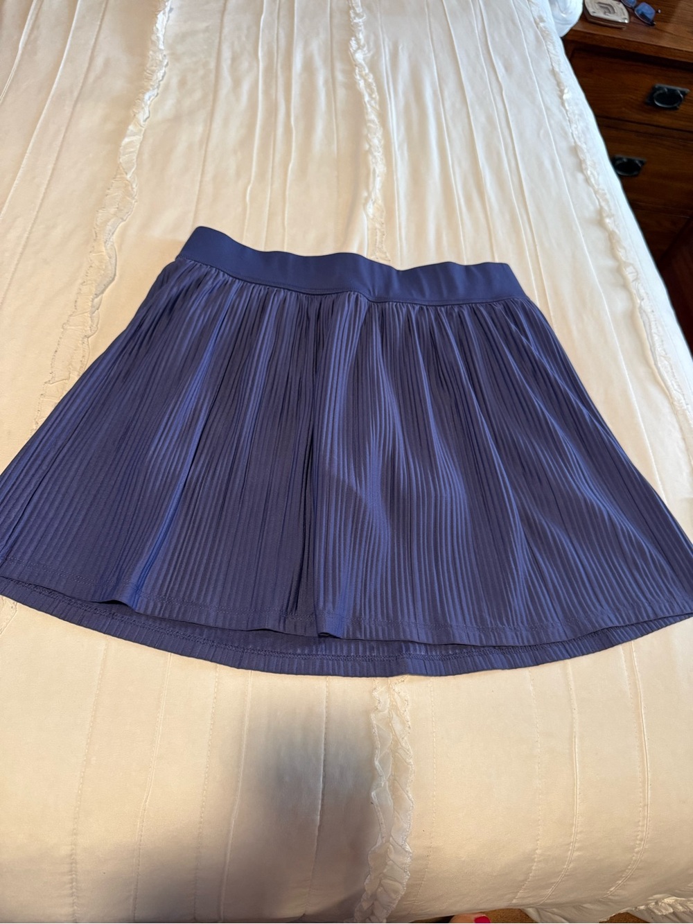 Women's Pleated Skater Skirt in Deep Blue
